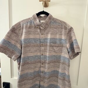 Casual Men's Polo Shirt in Blue and Brown Stripes